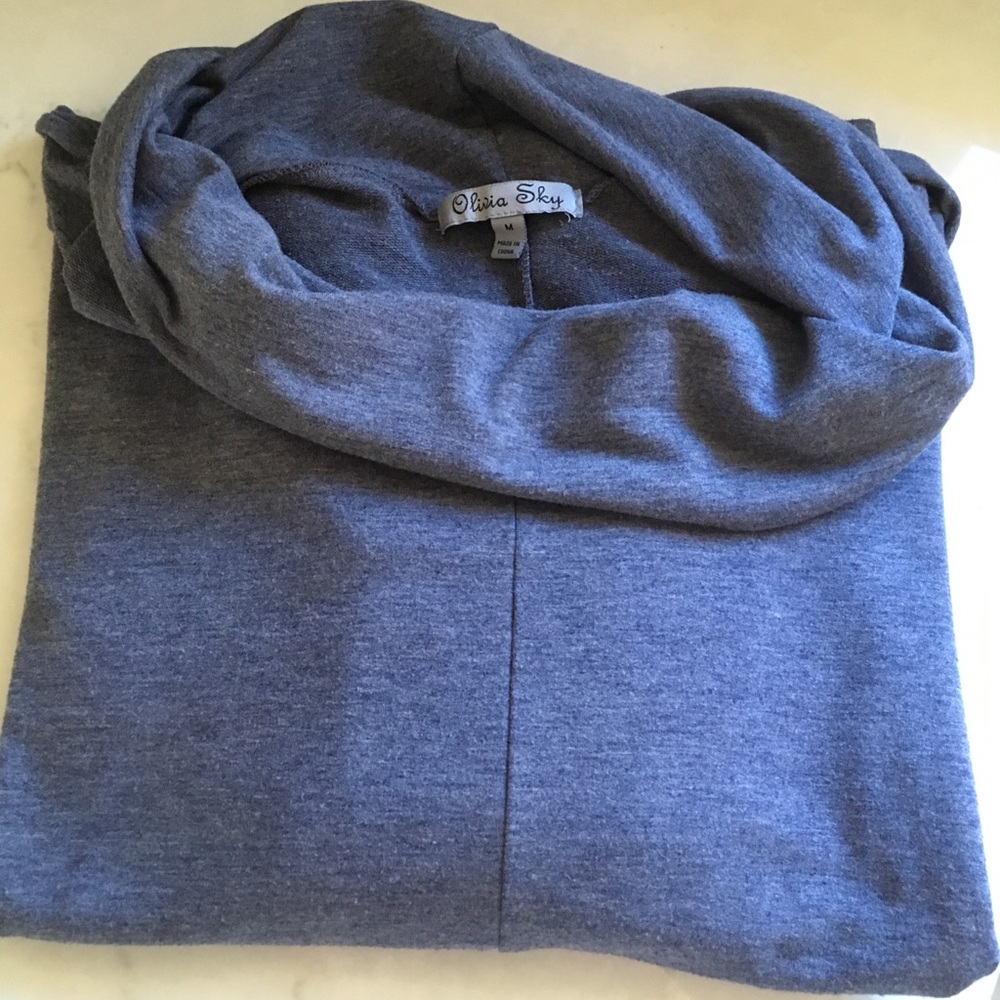 Soft blue, cowl neck top. Women’s medium.